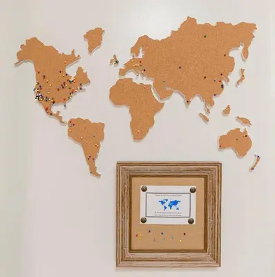 a world map on a wall with a wooden frame at Charming Hillcrest/Mission Hills 3 BR + House in San Diego