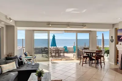a living room with a view of the ocean at OCEAN FRONT - STUNNING VIEWS- VACATION PARADISE!! in Dana Point