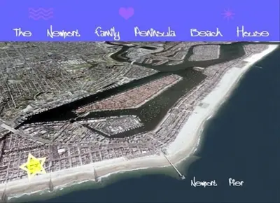 a map of a city next to the water at the Newport Family Peninsula Beach House in Newport Beach