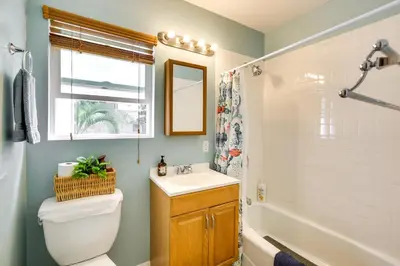 a bathroom with a sink and a toilet and a tub at Pet-Friendly San Diego Home with Patio 5 Mi to Dtwn in San Diego